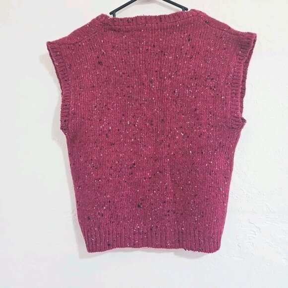 Vtg Halston Women's Sweater Vest 100% Wool Preppy Pink Sz M Petite Barbie Y2K - Picture 4 of 6